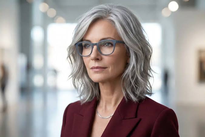 brille frech graue kurzhaarfrisuren